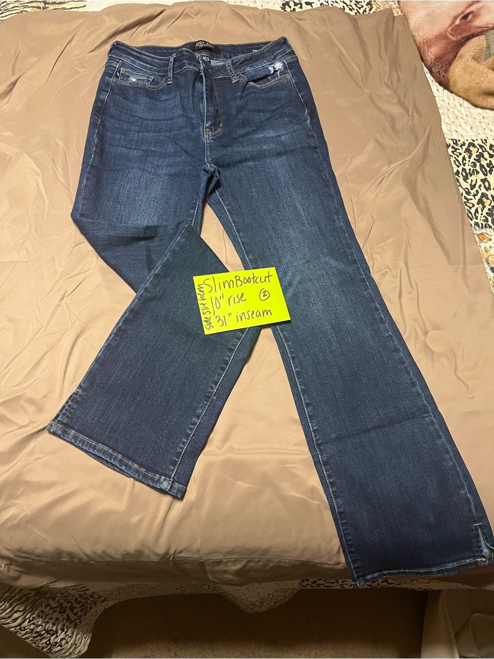 Judy Blue Dark Blue Slim Bootcut side slit hem Jeans Size 9/29 - JB88290DK-CO